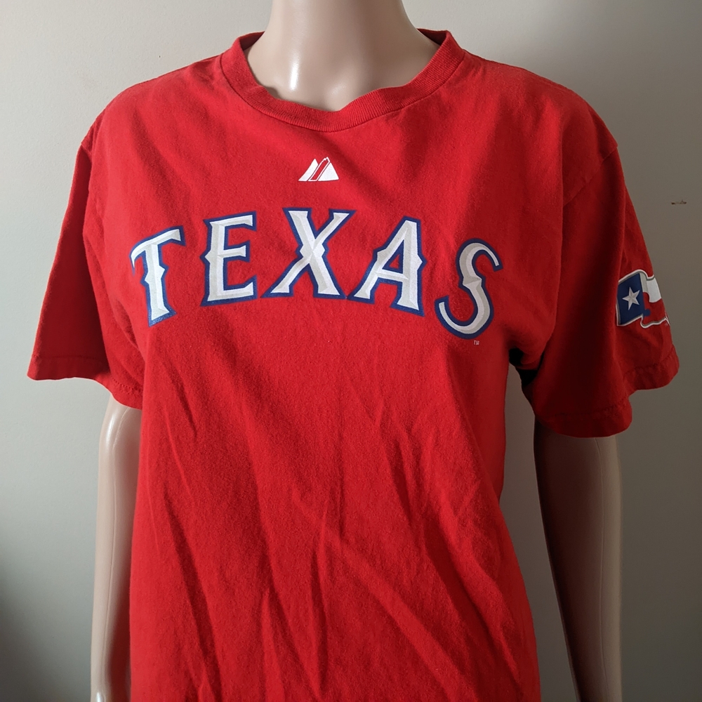 MLB Texas Rangers Micheal Young No 10 Red Tshirt, Youth XL